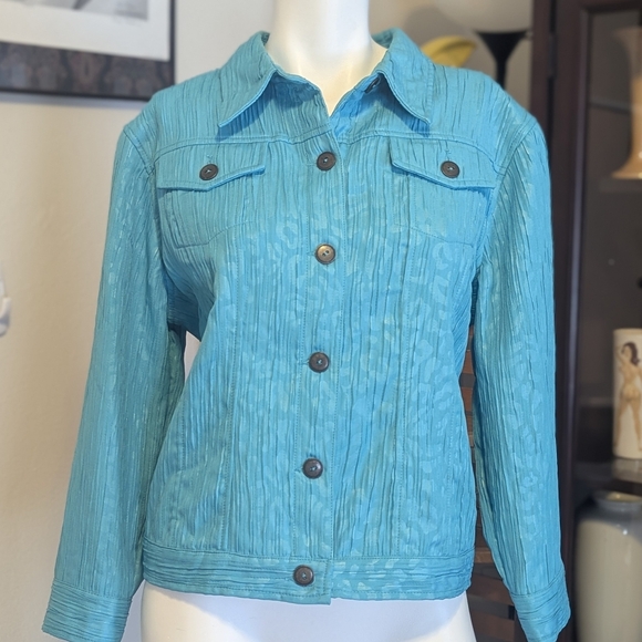Ruby Rd. Aqua Jean Jacket - Picture 2 of 5